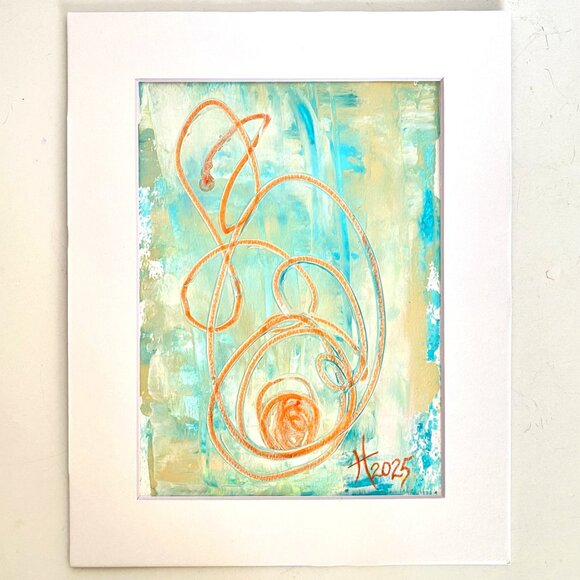 Tipping Point Original Wall Art Acrylic Painting Matted 8x10in Frame Ready - Picture 4 of 5